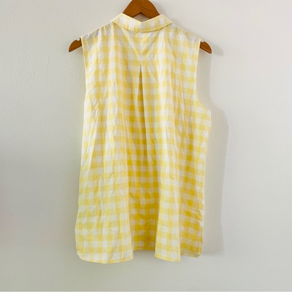Lafayette 148 Yellow Gingham Sleeveless Top - Picture 2 of 4